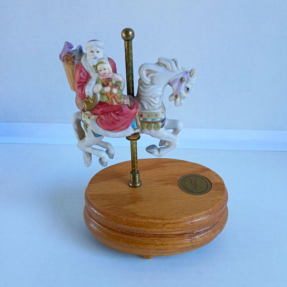 Carousel Creations Santa Claus Carousel Horse Figurine Wooden  Base 1990